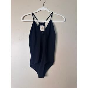 NWT Free People Intimately Ribbed Black Bodysuit MEDIUM/LARGE
